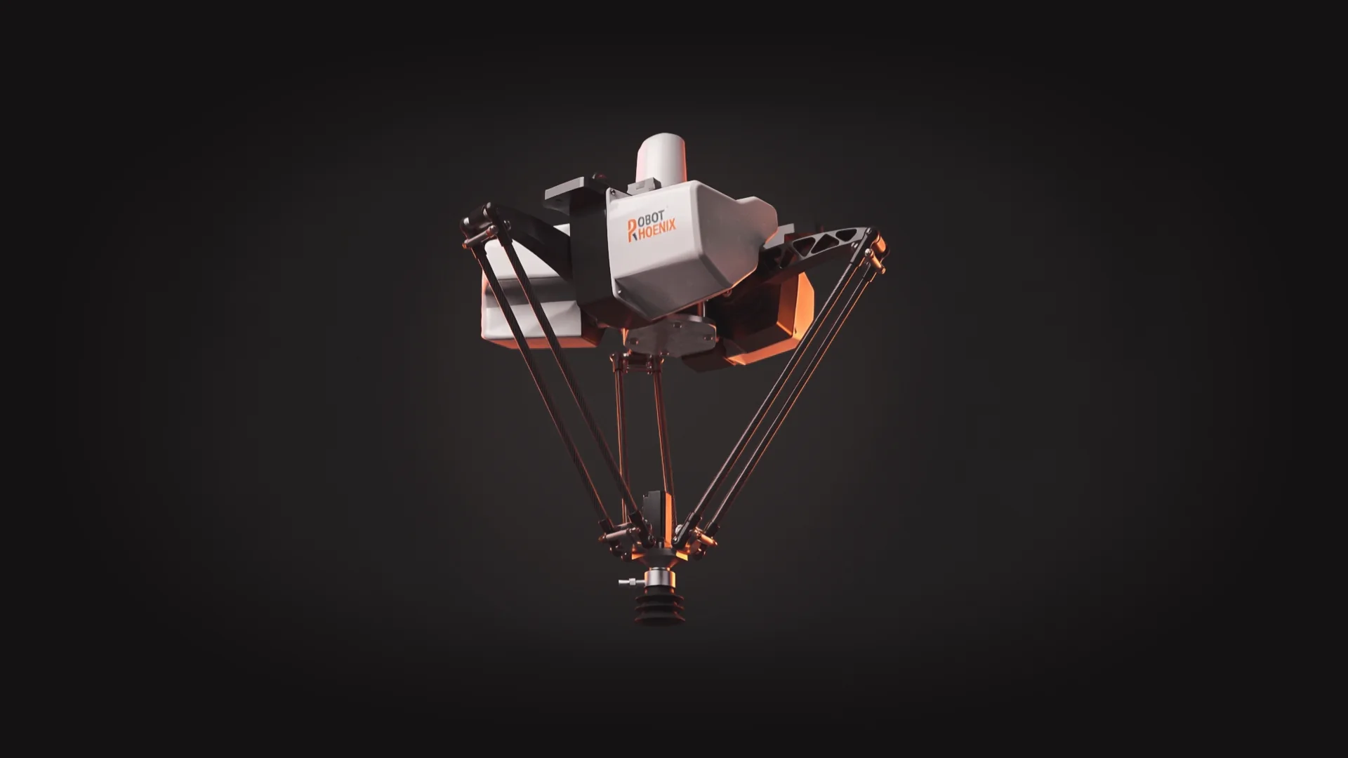組み上がったParallel/Deltaロボットを斜め下から見上げたCGイメージ